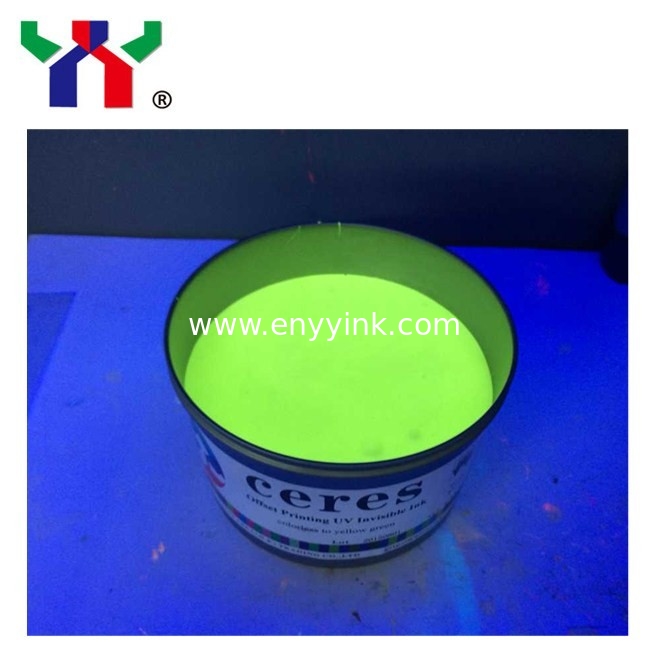 High Quality Offset Printing UV Invisible Ink , Colorless to Yellow Green UV Invisible Ink